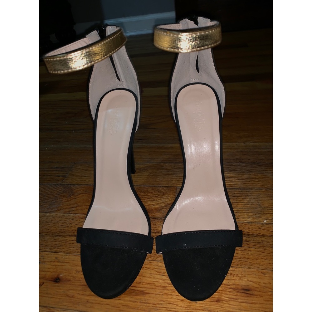 Gold strapped heels